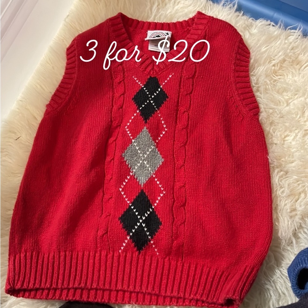 Good Lad of Philadelphia red and black argyle vest 3T choose any 3itemsfor$20